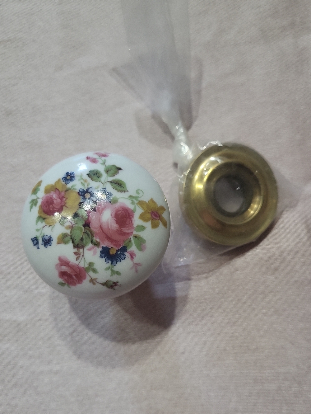New Porcelain Floral Rose Door Knob